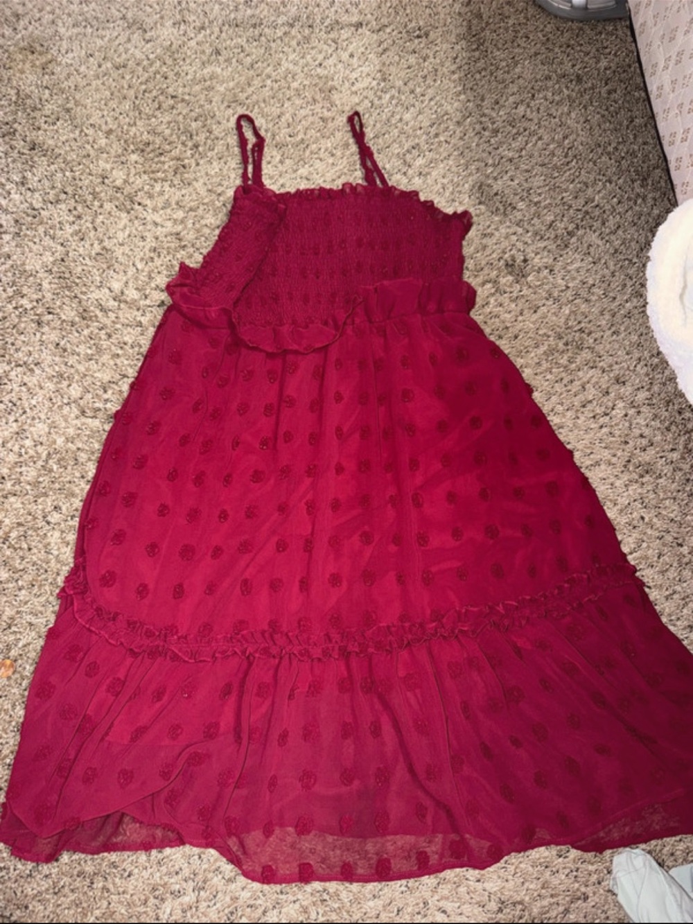 Grace Karin Deep Berry Ruffled Swiss Dot Sundress for Kids
